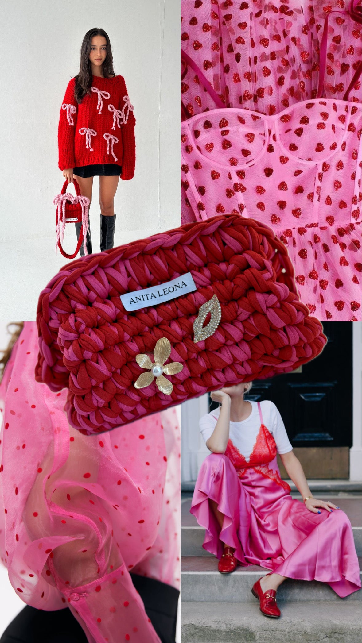 THE ANITA CLUTCH | red & pink