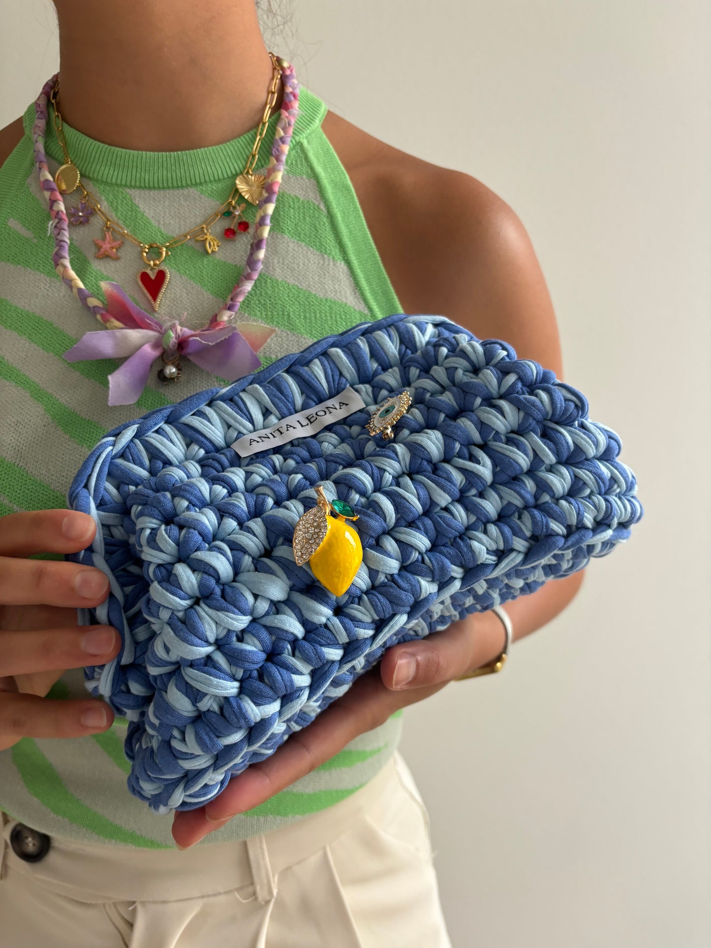 pre-order THE ANITA CLUTCH | baby blue & blue